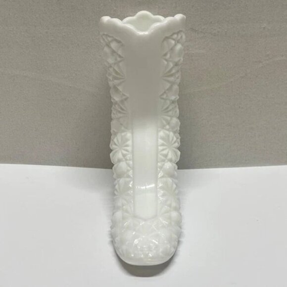 Vintage Fenton Milk Glass Dairy Button Boot 4.25" Collectible Art Shoe Vase EUC - Picture 2 of 11